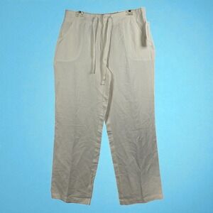 Coldwater Creek Natural Fit Linen Blend White Pants Womens Size 14‎ Drawstring